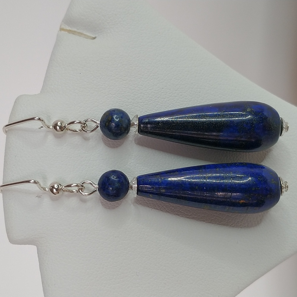Women's Lapis, sterling silver Swarovski earrings